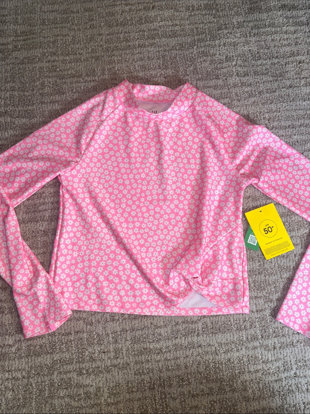 NEW Gap Kids XL girls rash guard swimsuit top pink floral UPF50+ sun protection